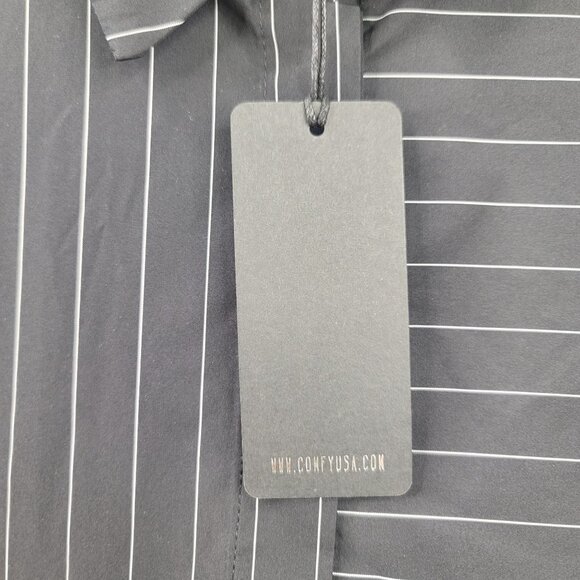 Sun Kim Womens XS Pinstripe Tunic Button Front Pockets USA Lagenlook Designer - Picture 8 of 15